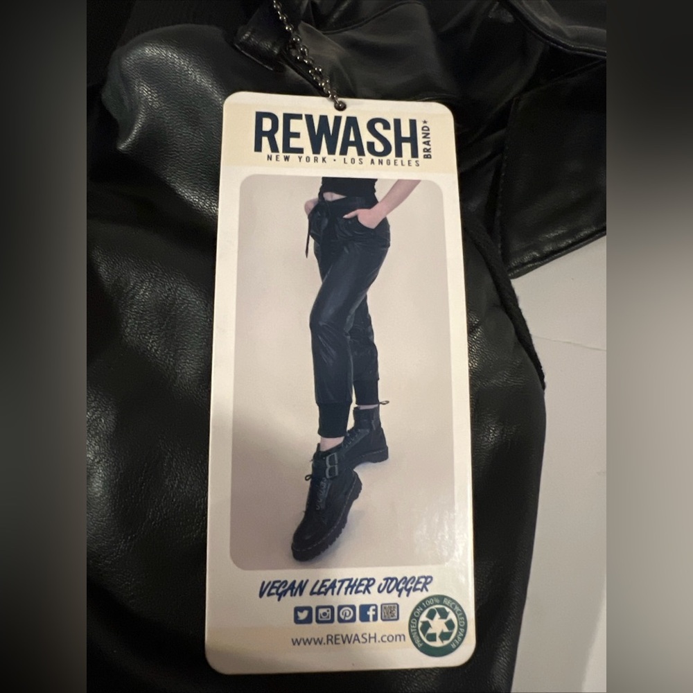 Rewash Vegan Leather Jogger Pants